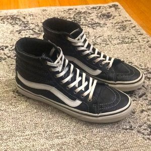 Black leather Vans Sk8-Hi tops
